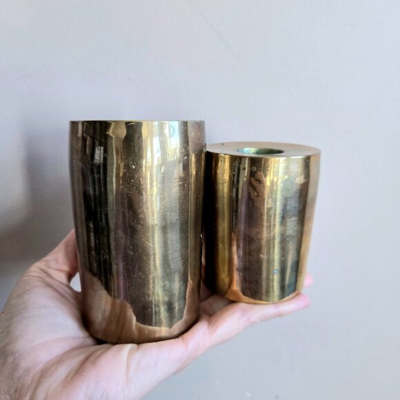 Set of 2 Midcentury Modern brass candleholder - Picture 4 of 5